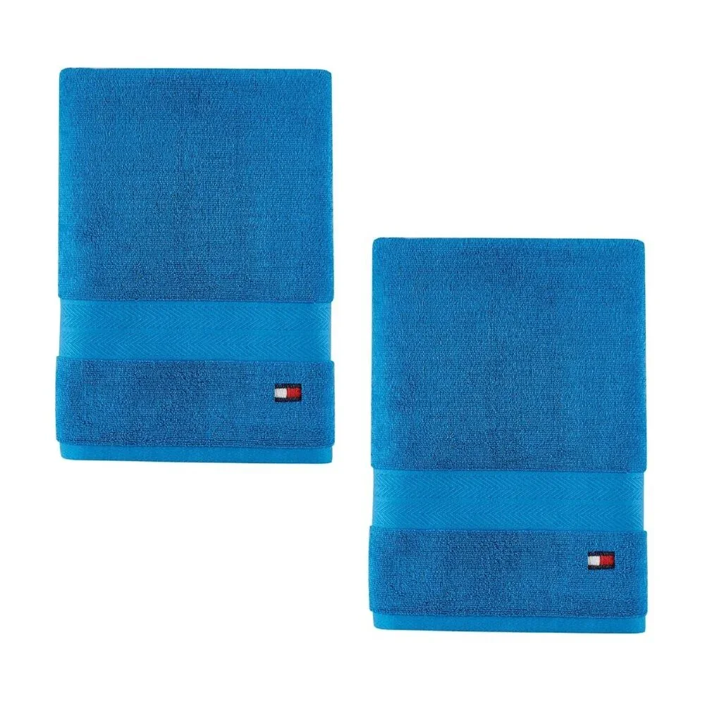 new 6-piece SWEDISH BLUE Tommy Hilfiger Modern American 100% Cotton Towel Set